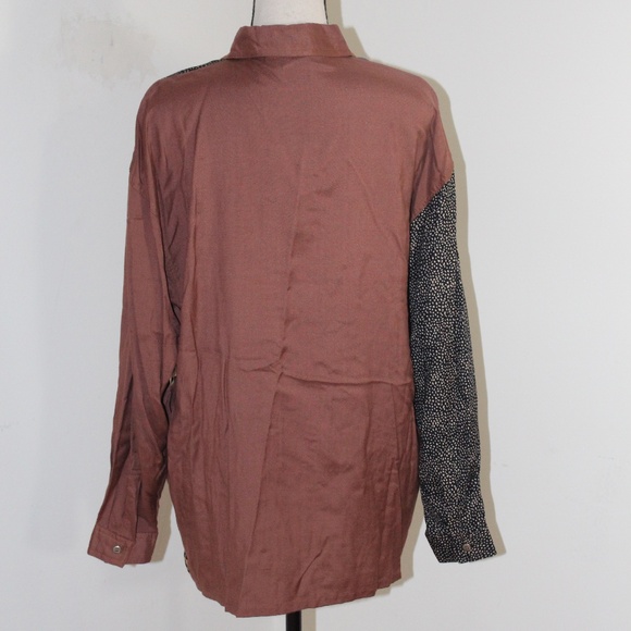 Vintage Together, multi print button down long sleeve blouse - Picture 3 of 6
